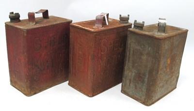 Lot 1486 - Shell Motor Spirit Fuel Cans 25cm wide, an...