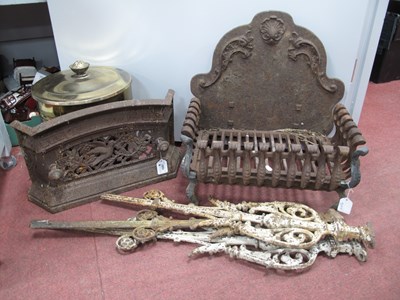 Lot 1037 - Cast Iron Fire Grate, 45cm wide, two cast iron...