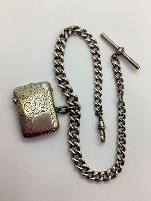 Lot 335 - A Hallmarked Silver Vesta Case, leaf scroll...