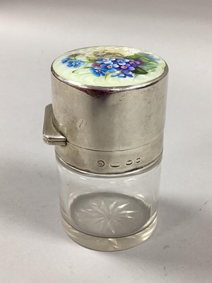Lot 16 - A Hallmarked Silver and Enamel Topped Glass...