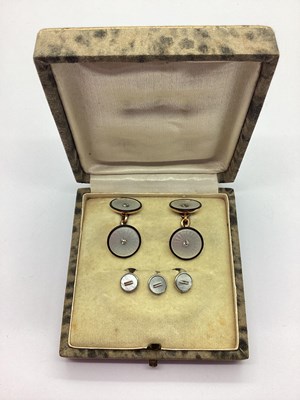 Lot 332 - A Pair of Art Deco Diamond Set Mother of Pearl...
