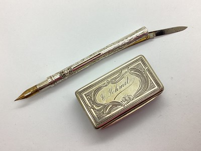 Lot 25 - A German Snuff Style Box, stamped crescent and...