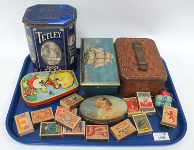 Lot 1409 - Collectable Tins, matchboxes, etc:- One Tray.