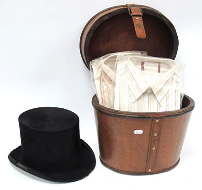 Lot 1467 - A Vintage Top Hat Case, an earlier silk top...