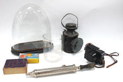 Lot 1394 - Victorian Glass Dome (cracked) on Stand, XIX...