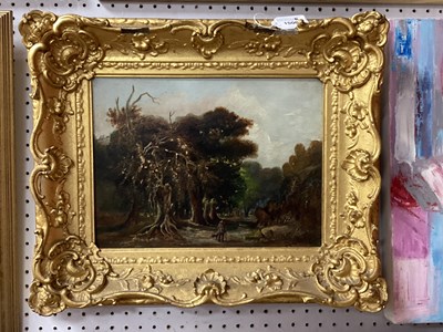 Lot 1508 - XIX Century Gilt Framed Oil on Wood Panel,...