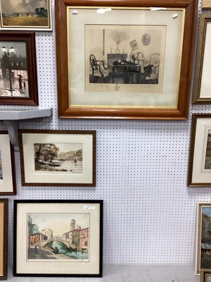 Lot 1512 - Charles H. Boucher, signed etching playing...