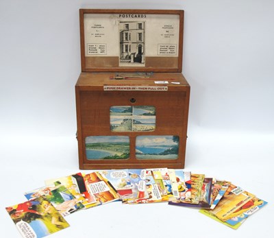 Lot 1376 - Oak Postcard Dispencing Machine circa Mid XX...