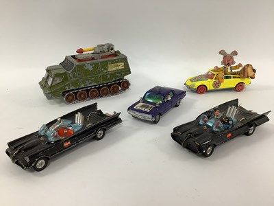Lot 901 - Two original Corgi silver wheeled Batmobiles,...