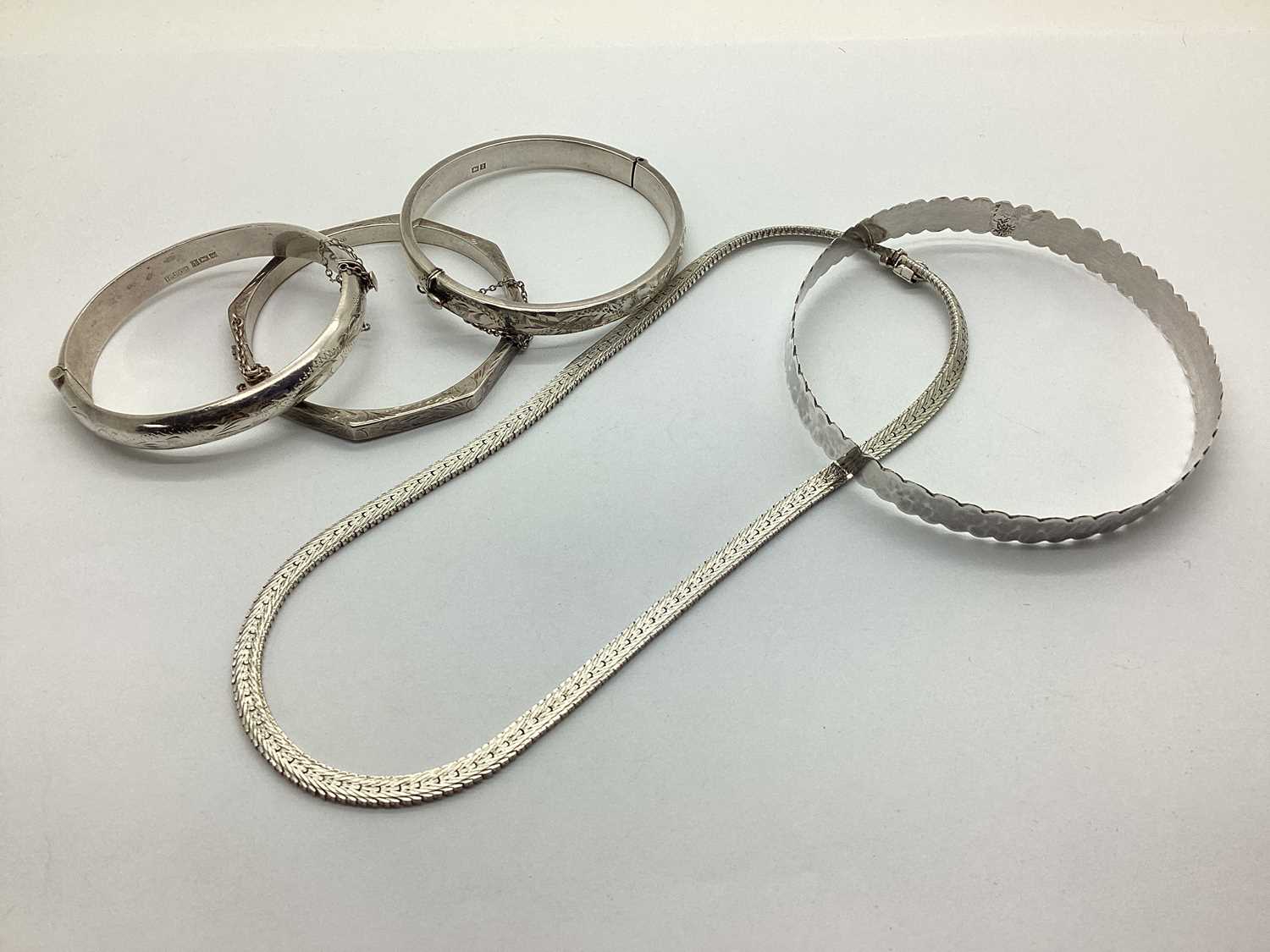Lot 142 - Hallmarked Silver and Other Hinged Bangles, an...