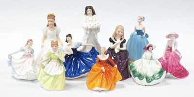 Lot 1214 - Royal Doulton (9) Figures, together with a...