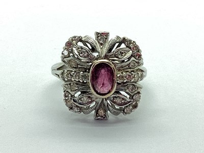Lot 58 - An Antique Style Ruby and Diamond Set Cluster...