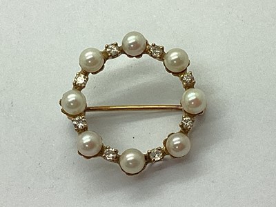 Lot 143 - An Edwardian Style 9ct Gold Pearl and Diamond...