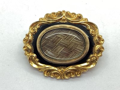 Lot 144 - An Antique Hair Work Mourning Brooch, with...