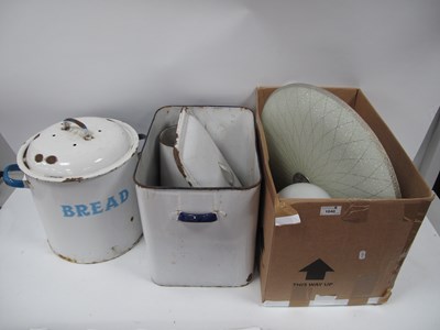Lot 1040 - Enamelled Bread Bins Rectangular and Circular,...