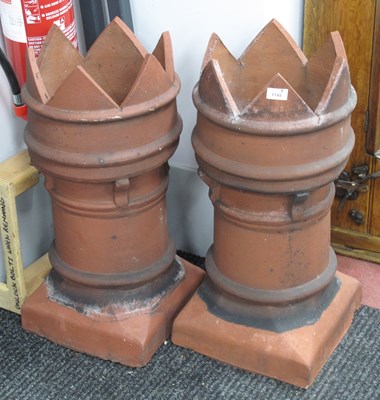 Lot 1145 - A Pair of Crown Top Terracotta Chimney Pots,...