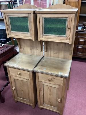 Lot 1579 - A Pair of Continental Pine Bedside Cupboards,...