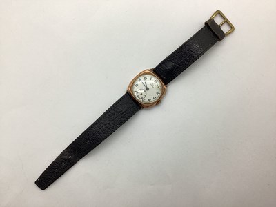 Lot 112 - Record; A 9ct Gold Cased Gent's Wristwatch,...