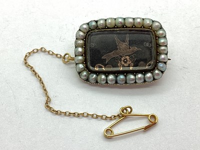Lot 168 - An Antique Glazed Panel Brooch, of rectangular...