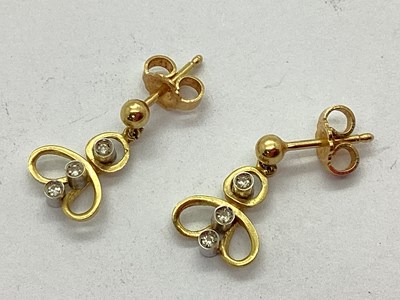 Lot 171 - A Pair of Dainty Diamond Set Drop Earrings, of...
