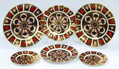 Lot 1090 - Six Royal Crown Derby Porcelain Plates,...