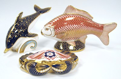 Lot 1156 - Three Royal Crown Derby Porcelain Paperweights,...