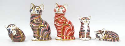 Lot 1167 - Five Royal Crown Derby Porcelain Paperweights...