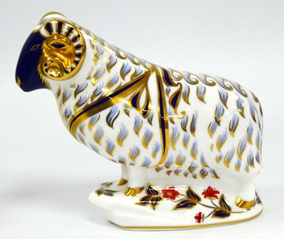 Lot 1032 - A Royal Crown Derby Porcelain Paperweight 'Ram'...