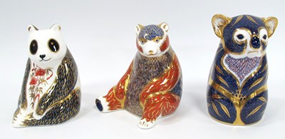 Lot 1185 - Three Royal Crown Derby Porcelain Paperweights...