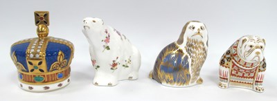 Lot 1184 - Four Royal Crown Derby Porcelain Paperweights,...