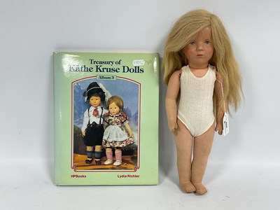 Lot 302 - A Kathe Kruse (Germany) Doll with painted hard...