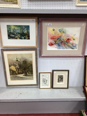 Lot 1520 - Signed Etching of a Church, one other etching,...