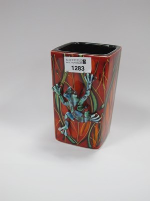 Lot 1283 - Anita Harris Square 'Frog' Vase, gold signed,...