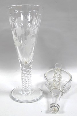Lot 1011 - A Large Wine Glass, the tapered bowl engraved...