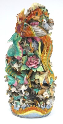 Lot 1191 - A Chinese Pottery Vase, profusely moulded and...