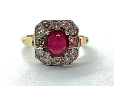 Lot 90 - An Art Deco Style Ruby and Diamond Ring, the...