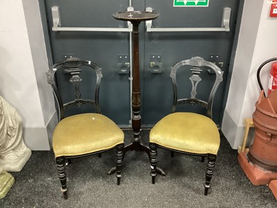Lot 1558 - Pair of XIX Century Ebonised Salon Chairs,...