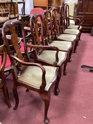 Lot 1603 - Set of Six Queen Ann Style Walnut Chairs, two...