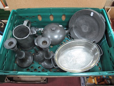 Lot 1112 - A Collection of Pewter, to include a pair of...