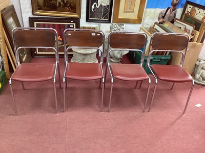 Lot 1600 - XX Century A Set of Four Chrome Tubular Chairs,...