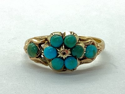 Lot 94 - An Antique Turquoise Set Dress Ring, of flower...