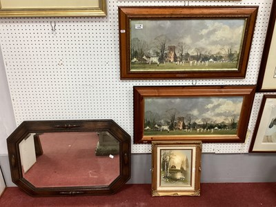 Lot 1529 - 1920's Oak Framed Bevelled Wall Mirror, 74cm...