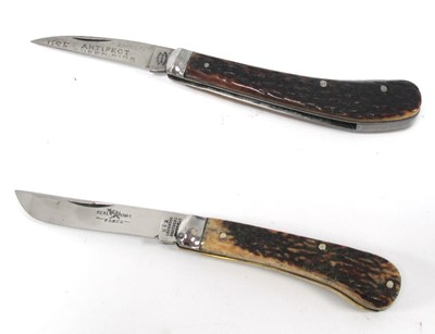 Lot 1305 - Two Single Blade Folding Pocket Knives, stag...