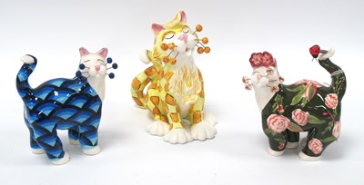 Lot 1266 - Lacombe Willitts Designs Pottery Cats, yellow,...
