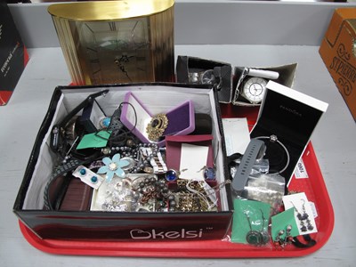 Lot 1060 - Seiko Mantle Clock, watches, costume jewellery:...
