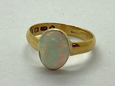 Lot 51 - An Antique 22ct Gold Opal Single Stone Ring,...