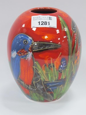 Lot 1281 - Anita Harris 'Kingfisher' Delta Vase, gold...