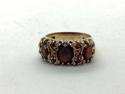 Lot 49 - A 9ct Gold Garnet Set Dress Ring, of Victorian...