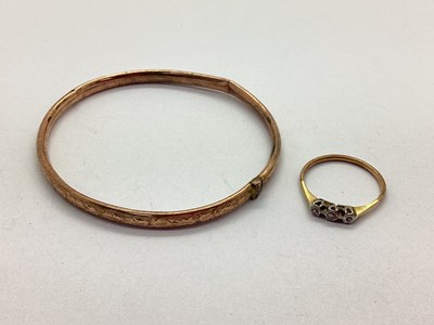 Lot 67 - An Antique Dainty Bangle, hinged to snap clasp,...