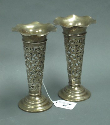 Lot 46 - A Pair of Edwardian Hallmarked Silver Vases,...
